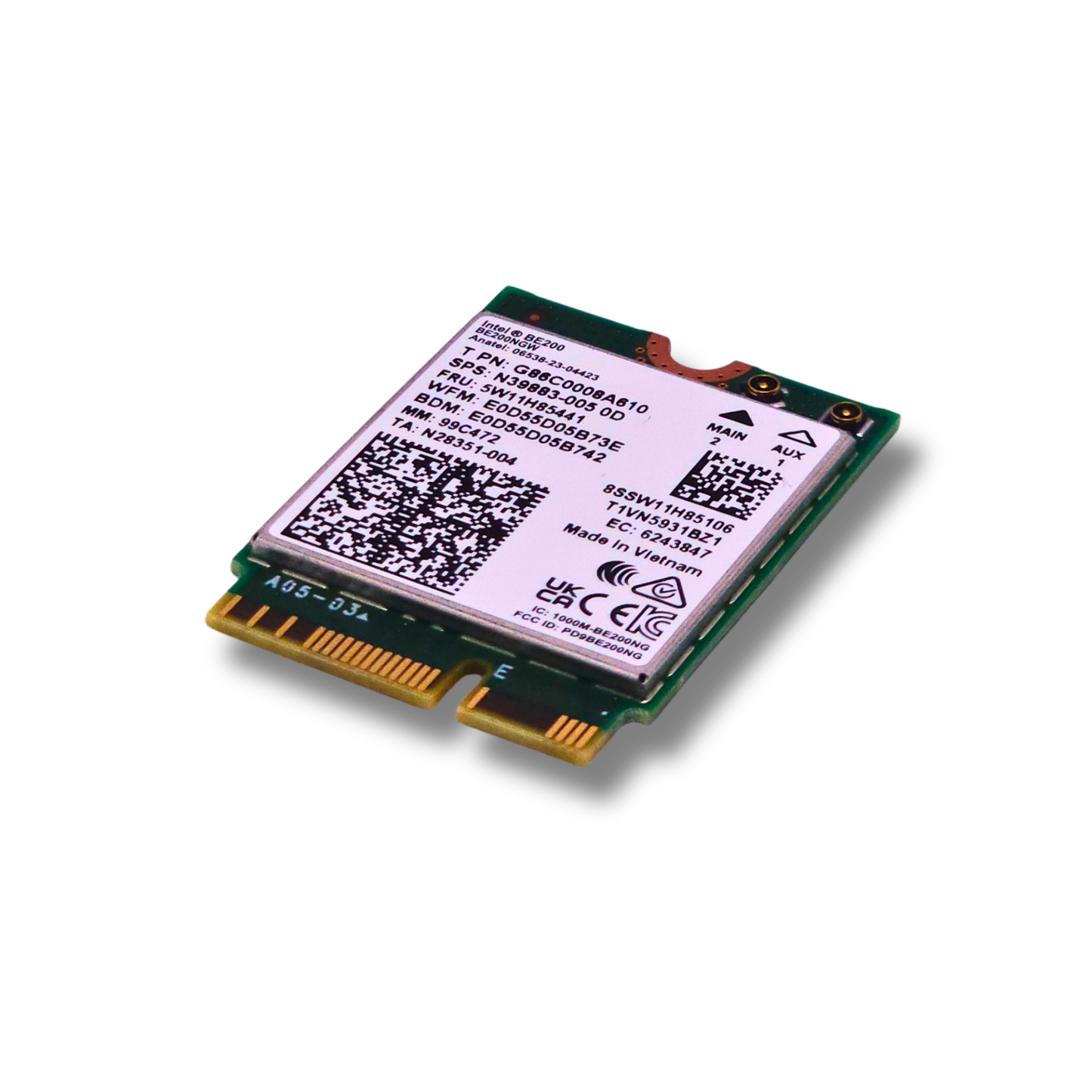 Intel Wireless BE200 NIC, Gigabit Tri-Band Wi-Fi 7, IEEE 802.11a/b/g/n/ac/be/ax Standard, Bluetooth 5.4 WiFi Card